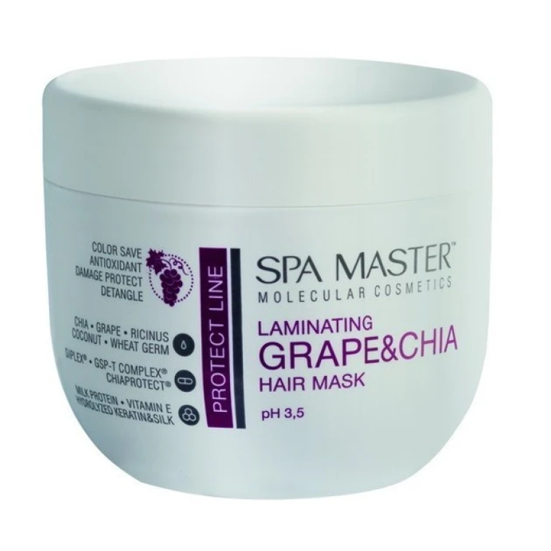 Ламинирующая маска для защиты волос с виноградом и чиа Spa Master 1000 мл.