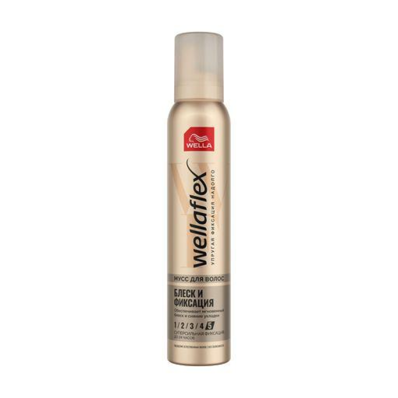 Мусс для волос Wella Wellaflex Блеск и фиксация, супер сильная фиксация, 200 мл.