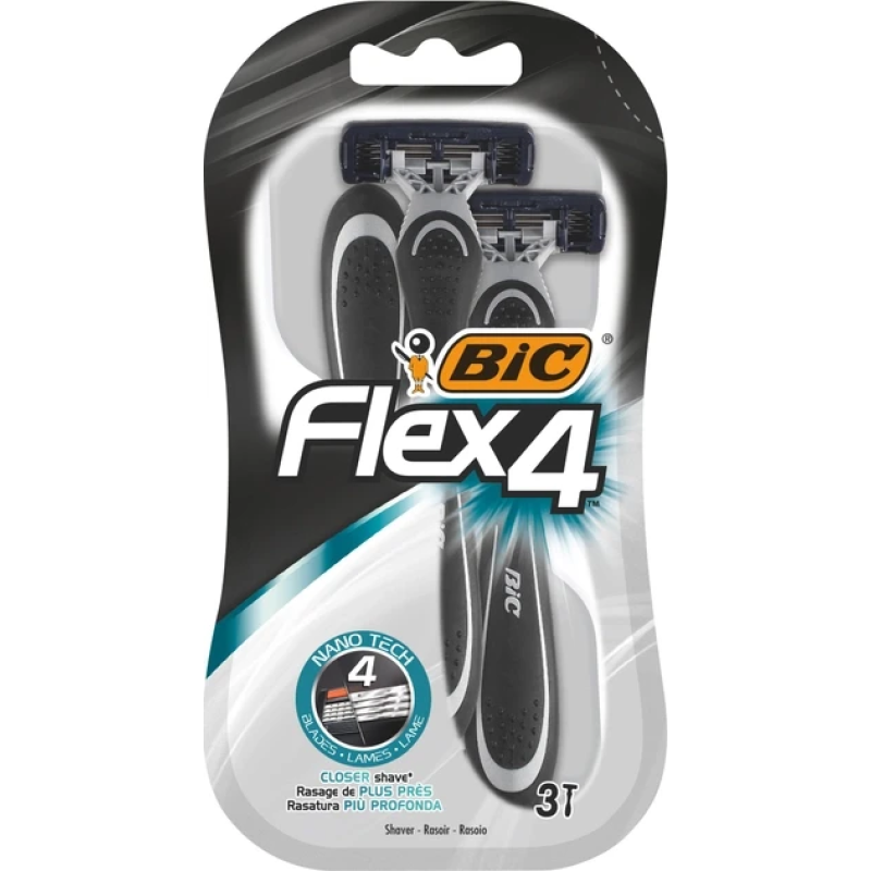 Набор бритв без сменных картриджей BIC Flex 3, 4 шт.