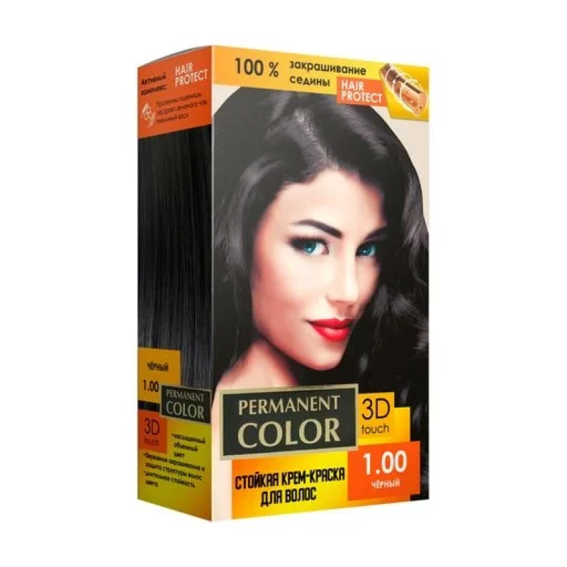Стойкая крем-краска Permanent Color 120 мл, Черный  № 1.00