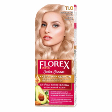 Стойкая крем-краска для волос Florex Super КЕРАТИН 11.0 Жемчужный блонд