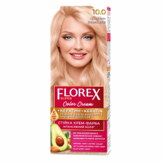 Стойкая крем-краска для волос Florex Super КЕРАТИН 10.0 Шампань