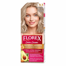 Стойкая крем-краска для волос Florex Super КЕРАТИН  9.3 Платиновый блонд