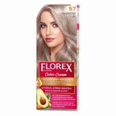 Стойкая крем-краска для волос Florex Super КЕРАТИН  9.7 Пепельный