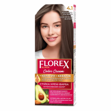 Стойкая крем-краска для волос Florex Super КЕРАТИН  4.1 Холодно-русый