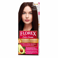 Стойкая крем-краска для волос Florex Super КЕРАТИН 4.4 Гламурный каштан