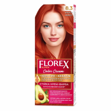 Стойкая крем-краска для волос Florex Super КЕРАТИН  8.3 Манго
