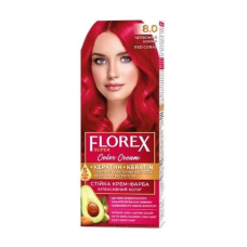 Стойкая крем-краска для волос Florex Super КЕРАТИН  8.0 Красный коралл