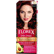 Стойкая крем-краска для волос Florex Super КЕРАТИН  5.1 Махагон
