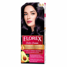 Стойкая крем-краска для волос Florex Super КЕРАТИН 6.0 Баклажан