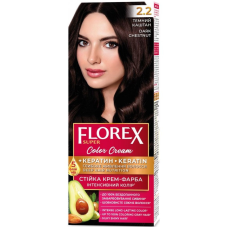 Стойкая крем-краска для волос Florex Super КЕРАТИН 2.2 Темный каштан