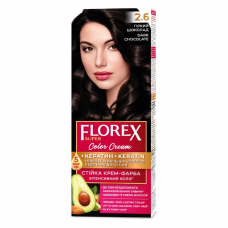 Стойкая крем-краска для волос Florex Super КЕРАТИН  2.6 Горький шоколад
