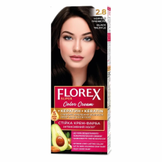 Стойкая крем-краска для волос Florex Super КЕРАТИН  2.8 Черный трюфель