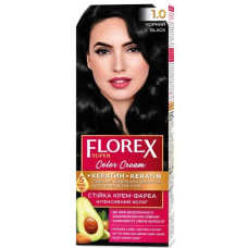 Стойкая крем-краска для волос Florex Super КЕРАТИН 1.0 Черный