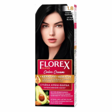 Стойкая крем-краска для волос Florex Super КЕРАТИН 1.8 Ультра-черный